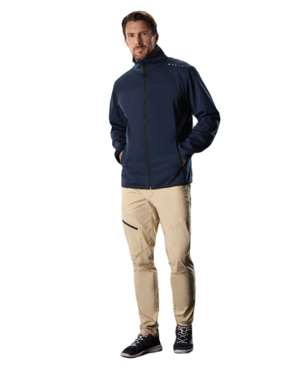 Navy Coloured Musto Mens Evo Crew Softshell Jacket on White Background