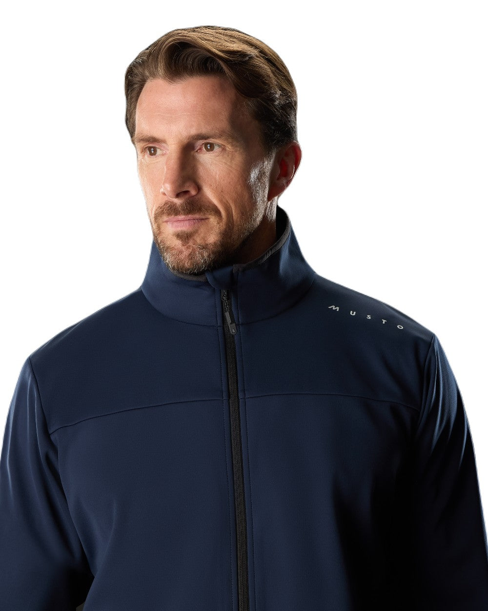 Navy Coloured Musto Mens Evo Crew Softshell Jacket on White Background