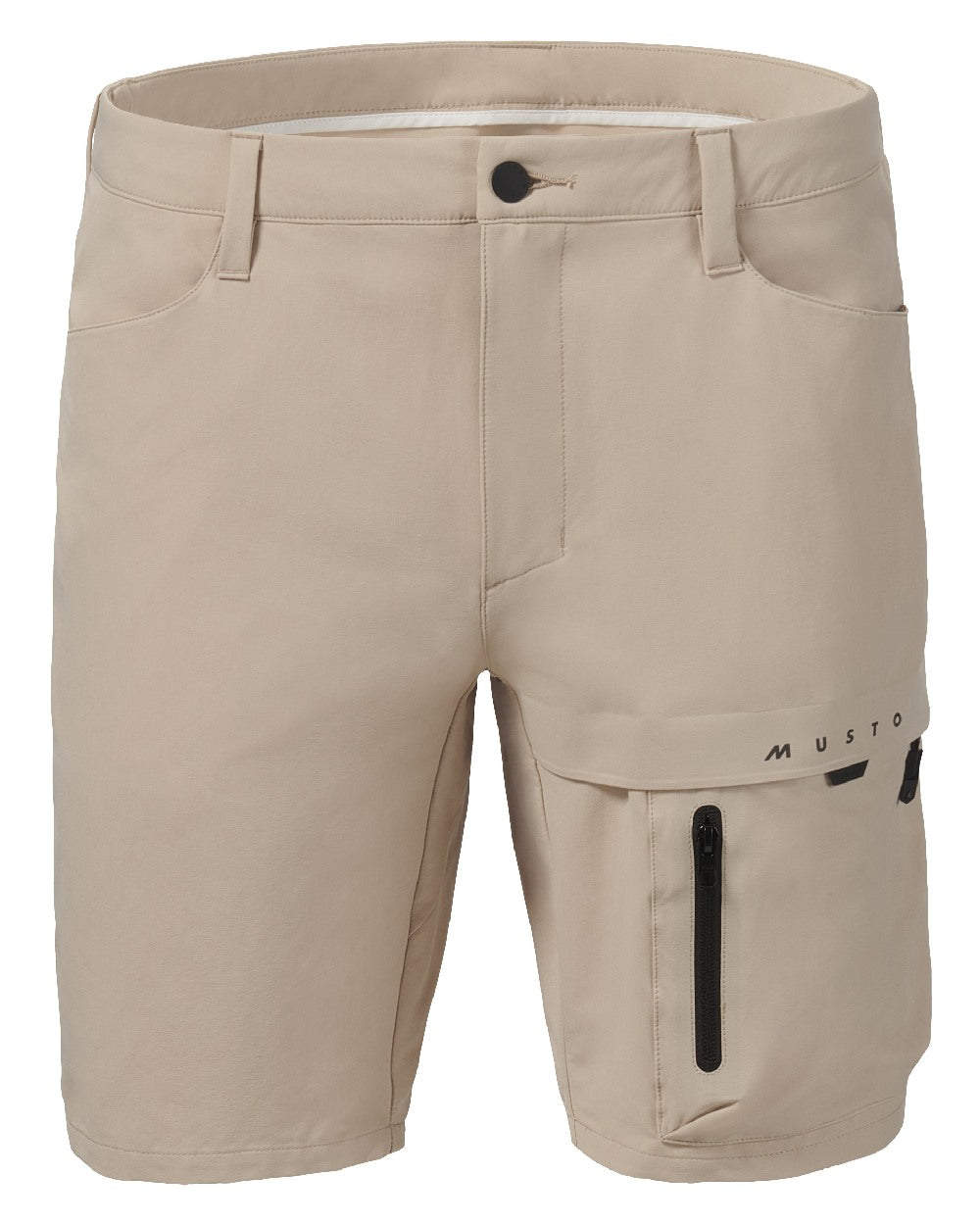 Light Stone Coloured Musto Mens Evo Deck Stretch Short on White Background