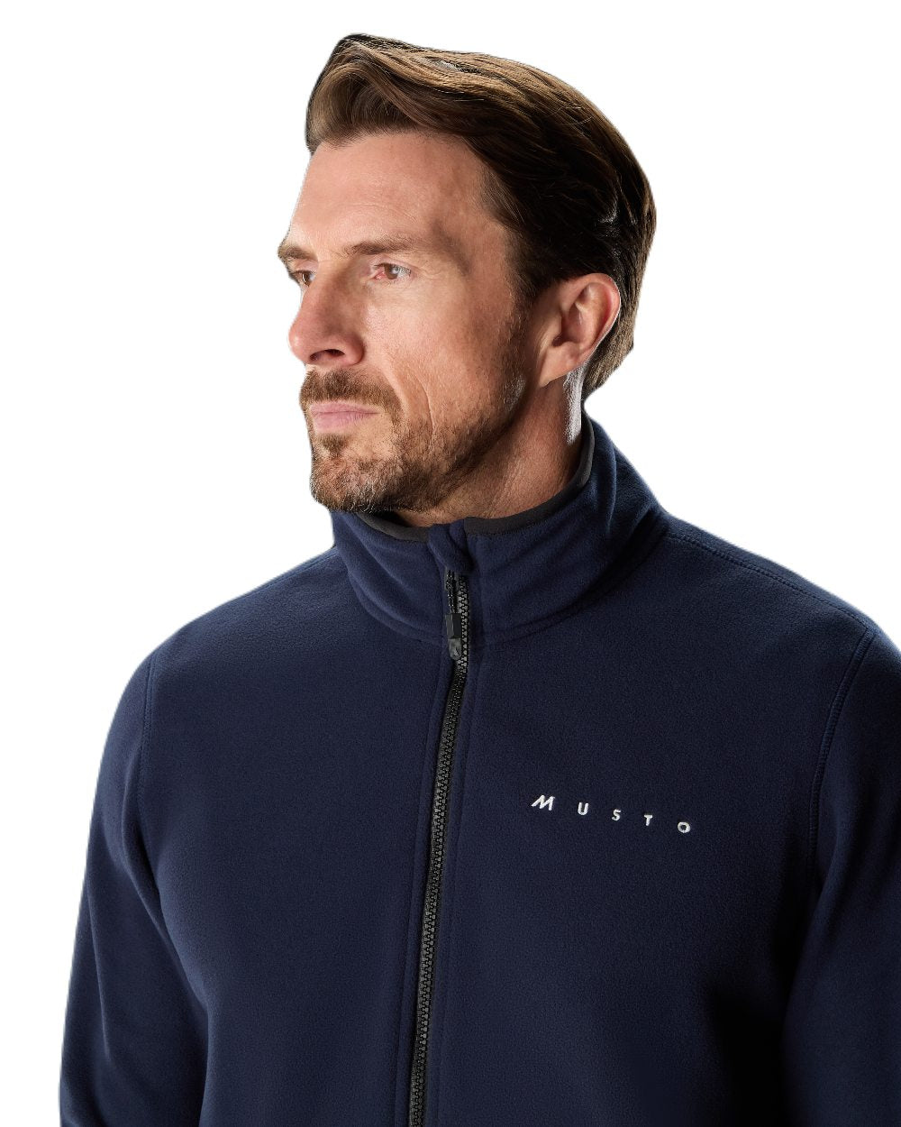 Navy Coloured Musto Mens Evo Polartec 200 Fleece Jacket on White Background