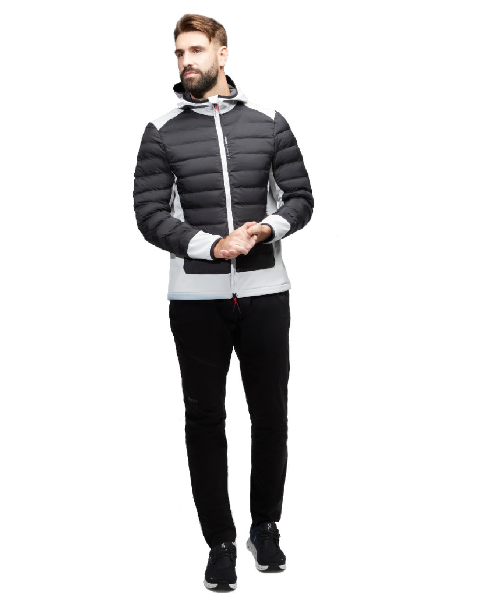 Platinum coloured Musto Mens Evolution Loft Hooded Jacket 2.0 on white background