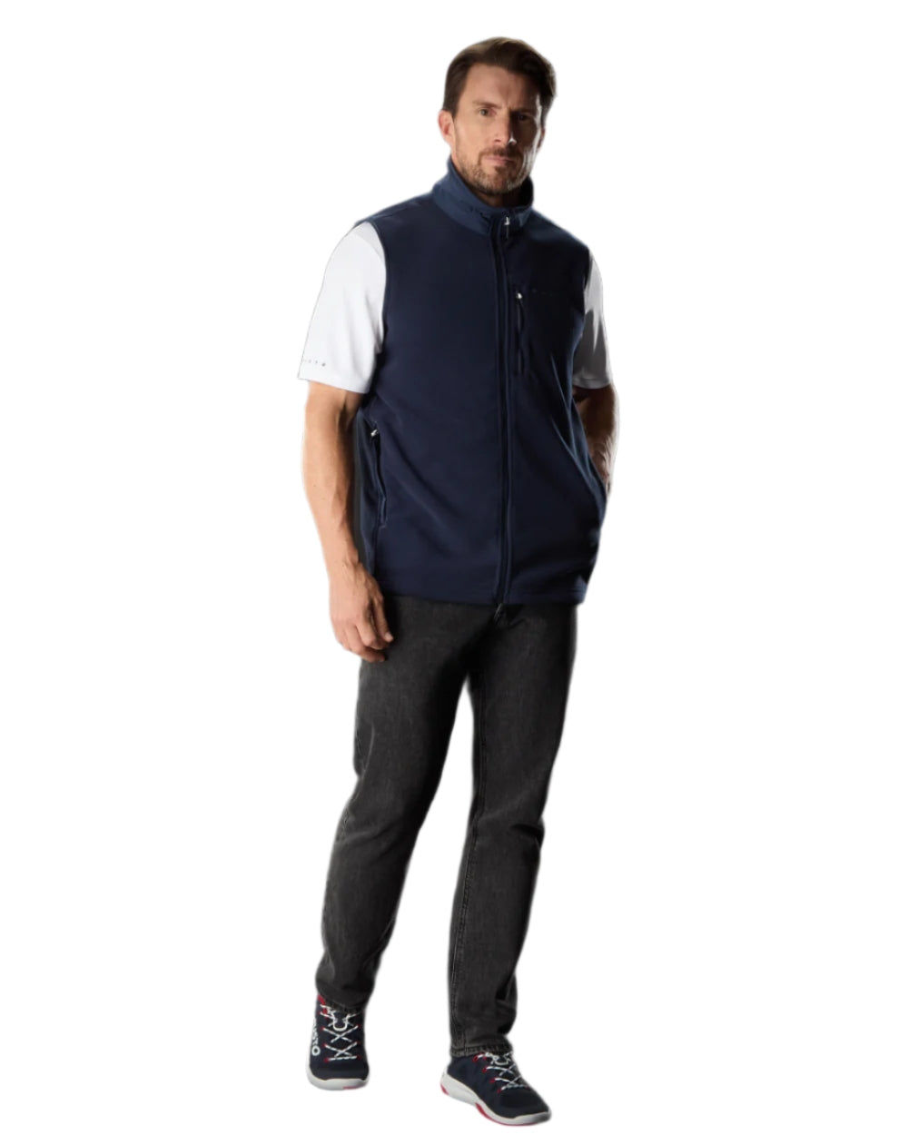 Navy Coloured Musto Mens Evolution Polartec 200 Vest on White Background