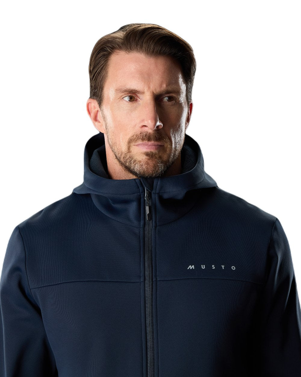 Navy Coloured Musto Mens Full Zip Hoodie on White Background
