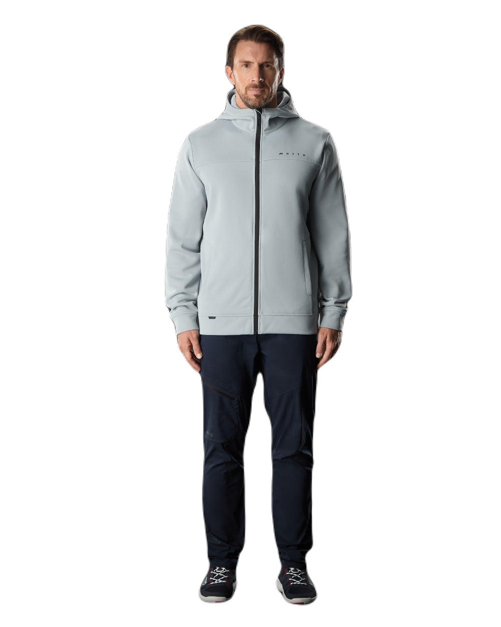 Quarry Coloured Musto Mens Full Zip Hoodie on White Background