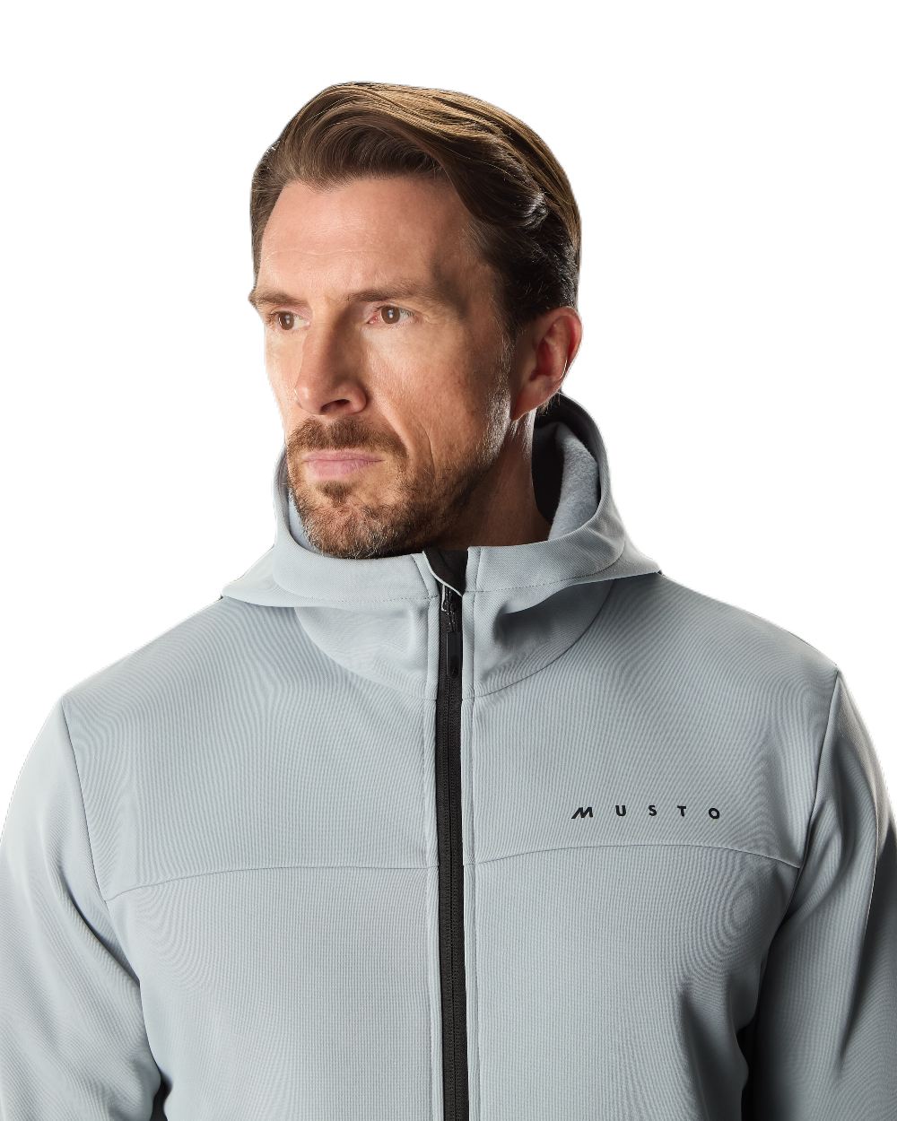 Quarry Coloured Musto Mens Full Zip Hoodie on White Background