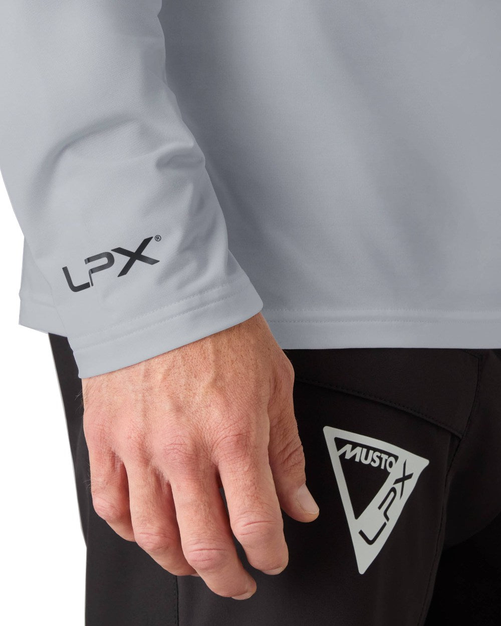 Grey Melange Coloured Musto Mens LPX Cooling Long Sleeve T-Shirt On A White Background