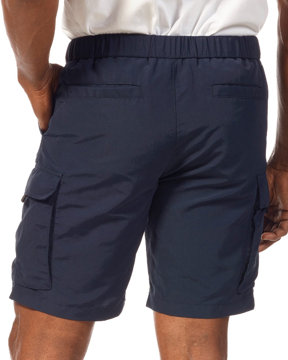 Navy coloured Musto Mens Marina Bay Shorts on white background 