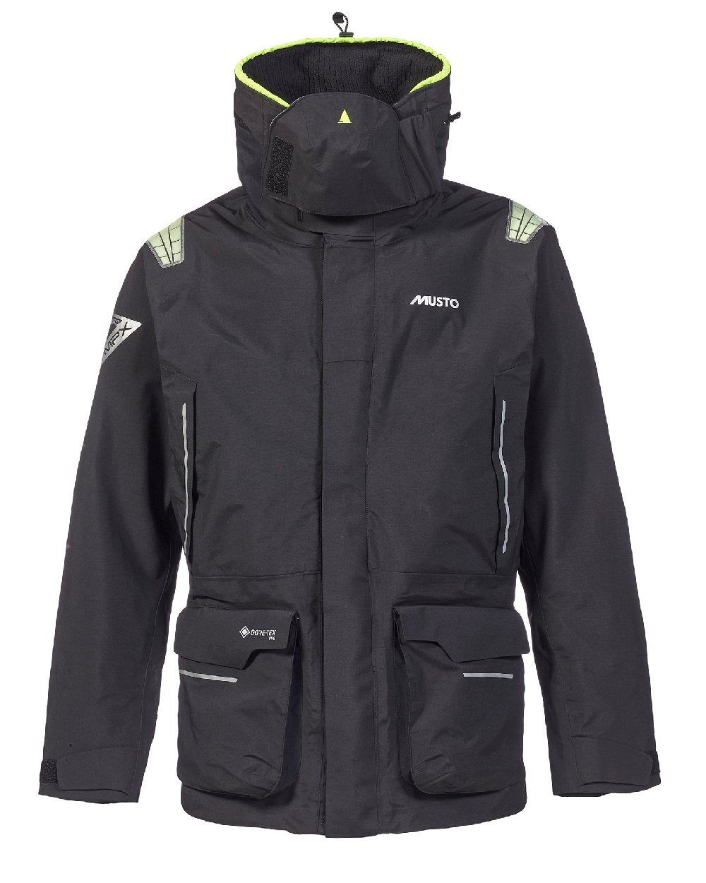 Black coloured Musto Mens Mpx Gtx Pro Offshore Jacket 2.0 on white background 