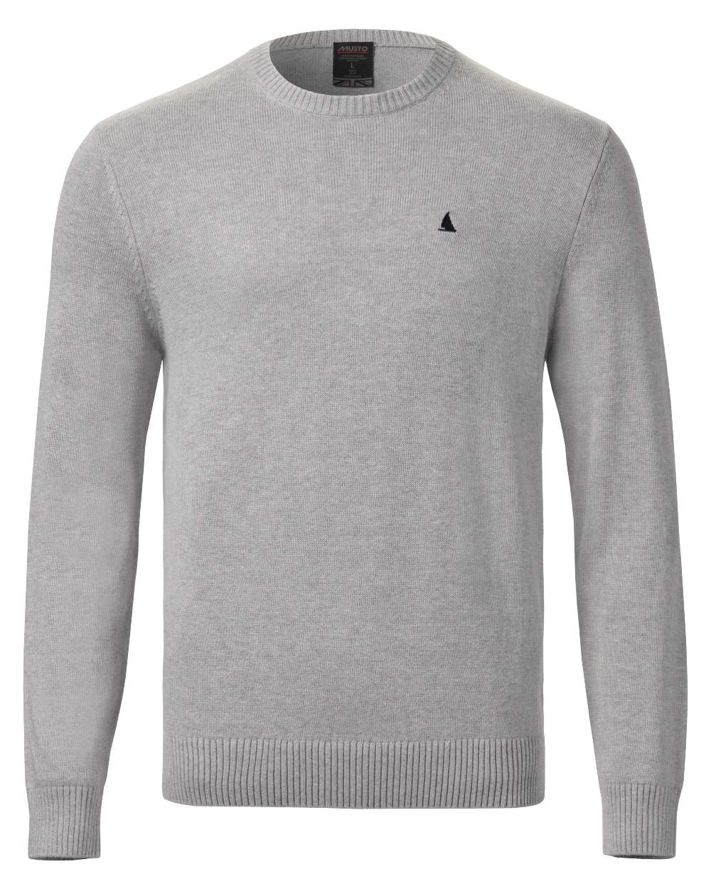 Grey Melange Coloured Musto Mens Original Crew Knit Sweater on White Background