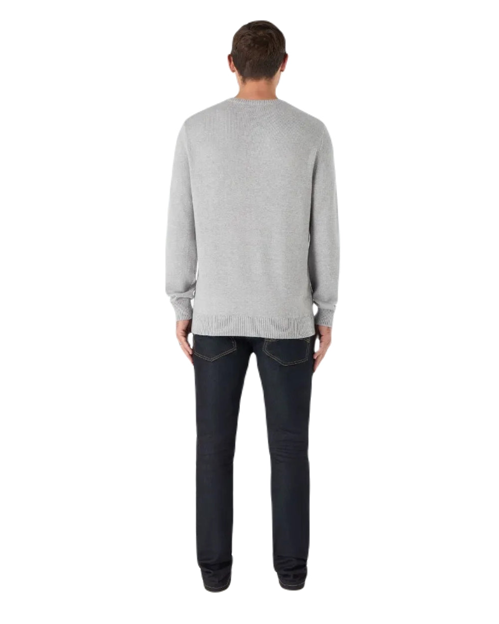 Grey Melange Coloured Musto Mens Original Crew Knit Sweater on White Background