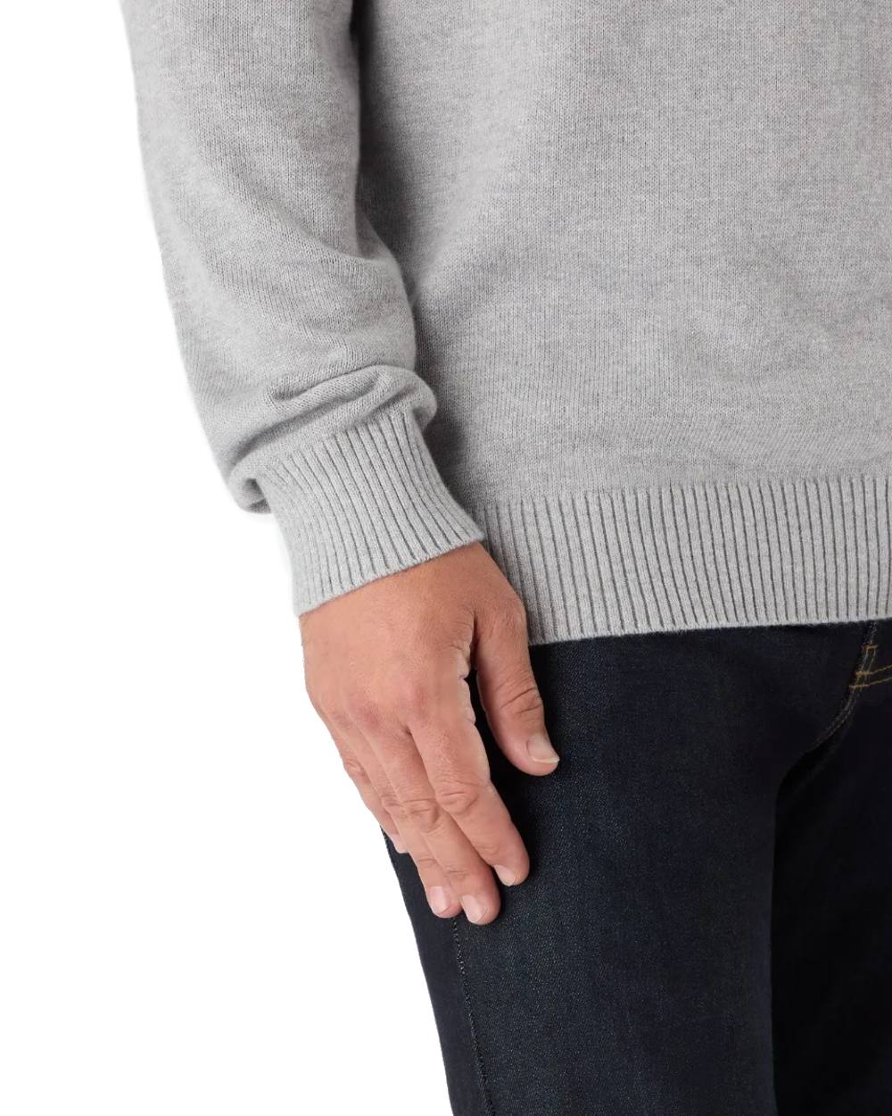 Grey Melange Coloured Musto Mens Original Crew Knit Sweater on White Background