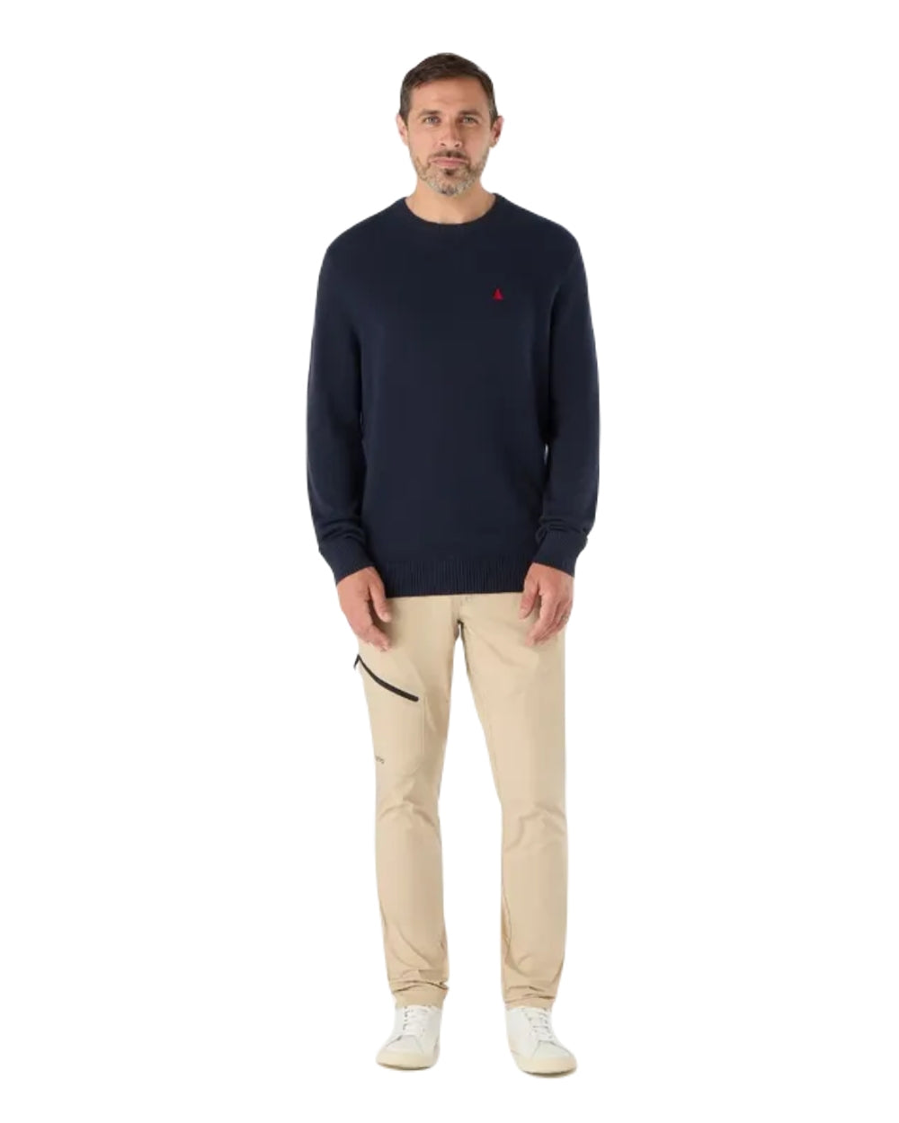 Navy Coloured Musto Mens Original Crew Knit Sweater on White Background