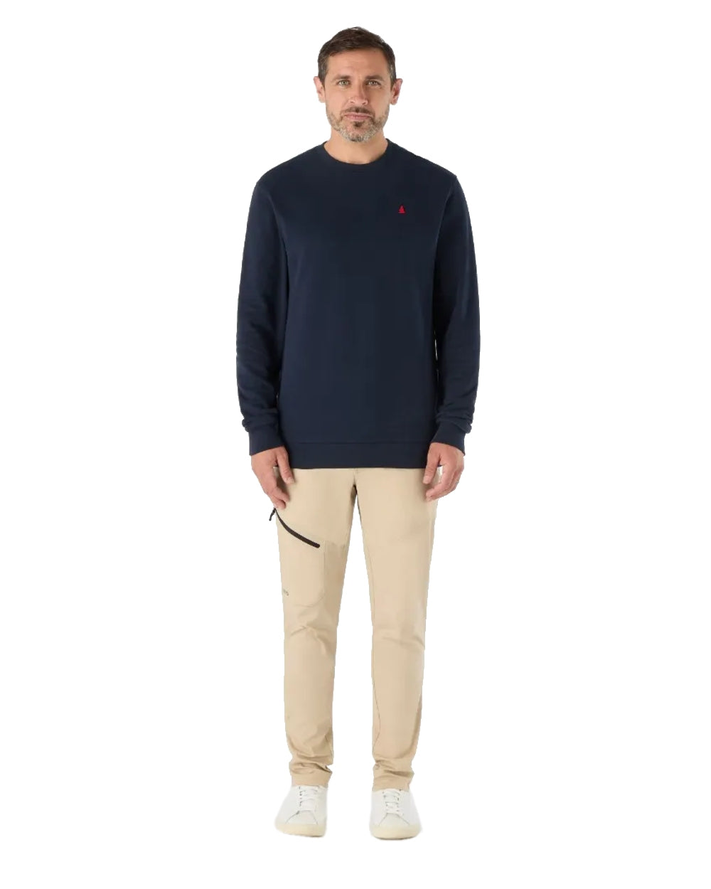 Navy Coloured Musto Mens Original Crew Neck Sweater on White Background