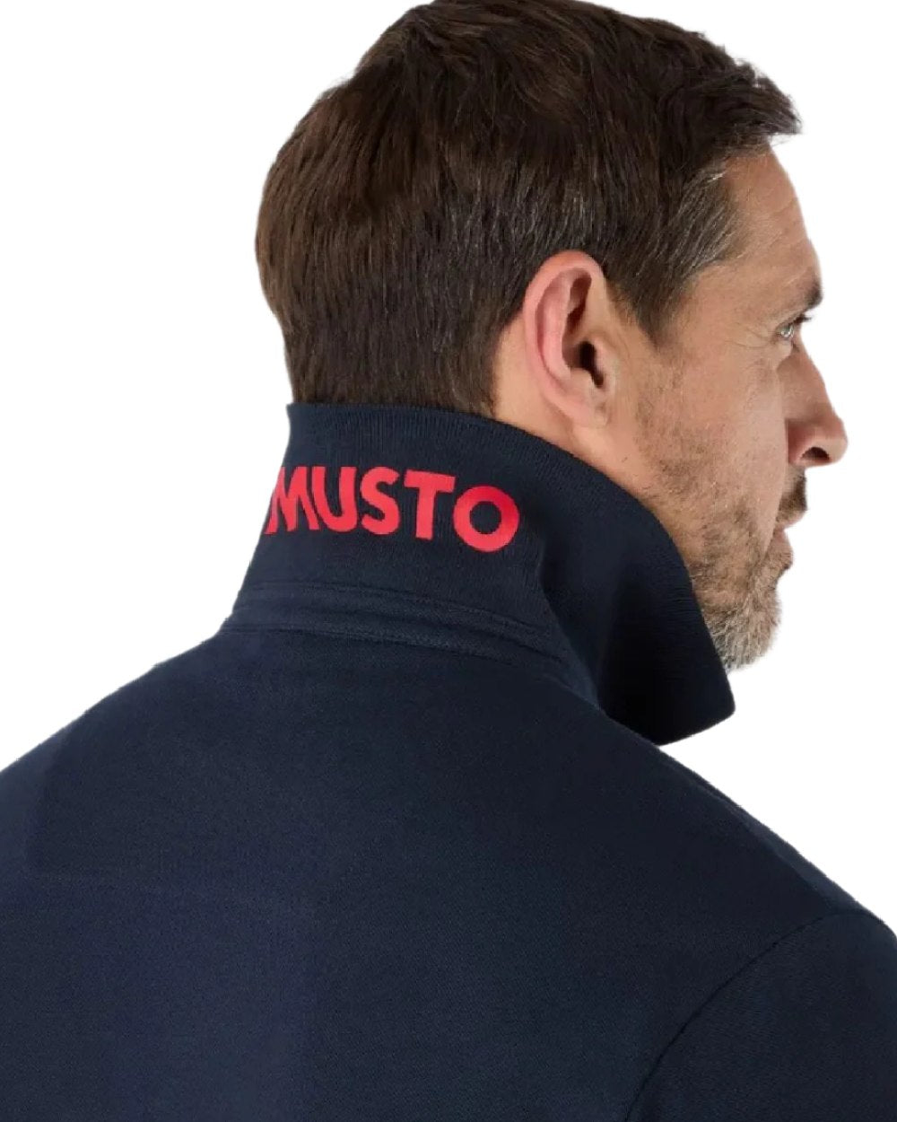 Navy Coloured Musto Mens Original Short Sleeve Polo on White Background