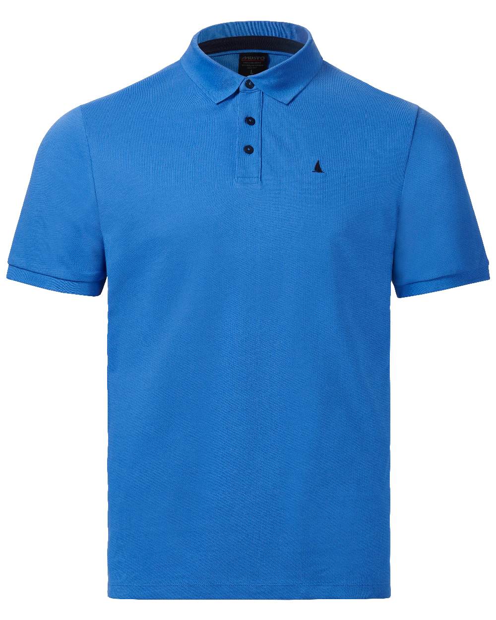 Nebulas Blue Coloured Musto Mens Original Short Sleeve Polo on White Background