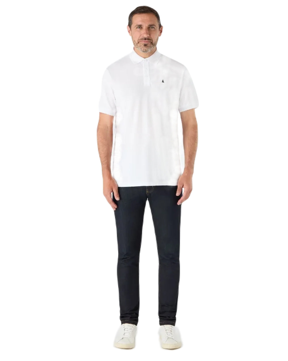 White Coloured Musto Mens Original Short Sleeve Polo Shirt on White Background