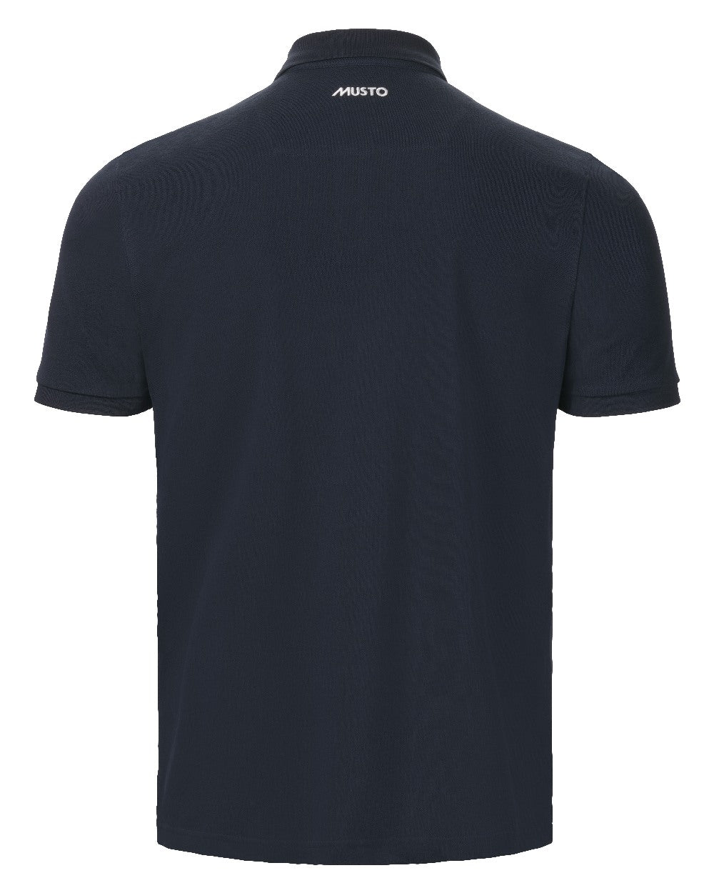 Navy Coloured Musto Mens Original Striped Short Sleeve Polo on White Background