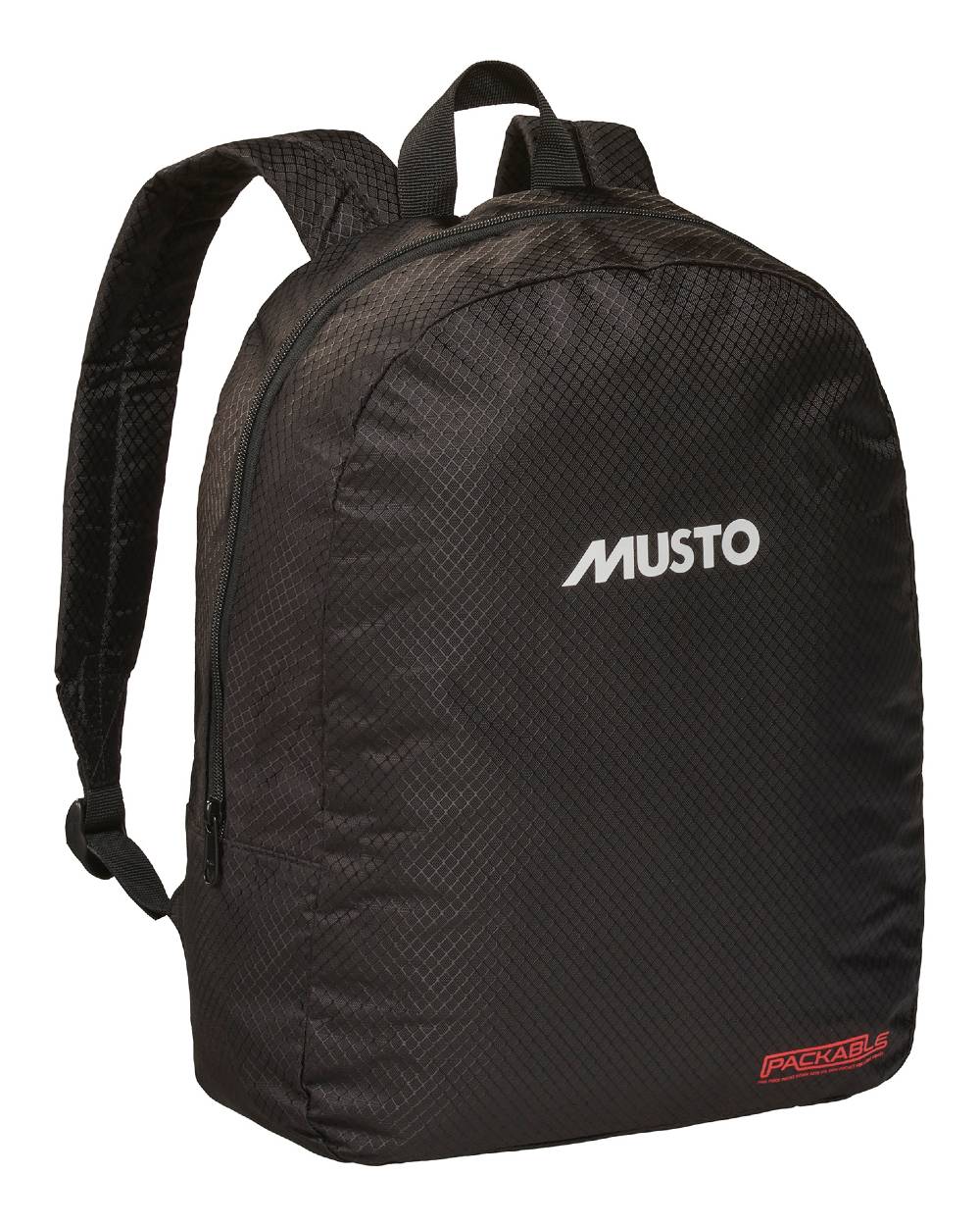 Black Coloured Musto Packable Backpack On A White Background