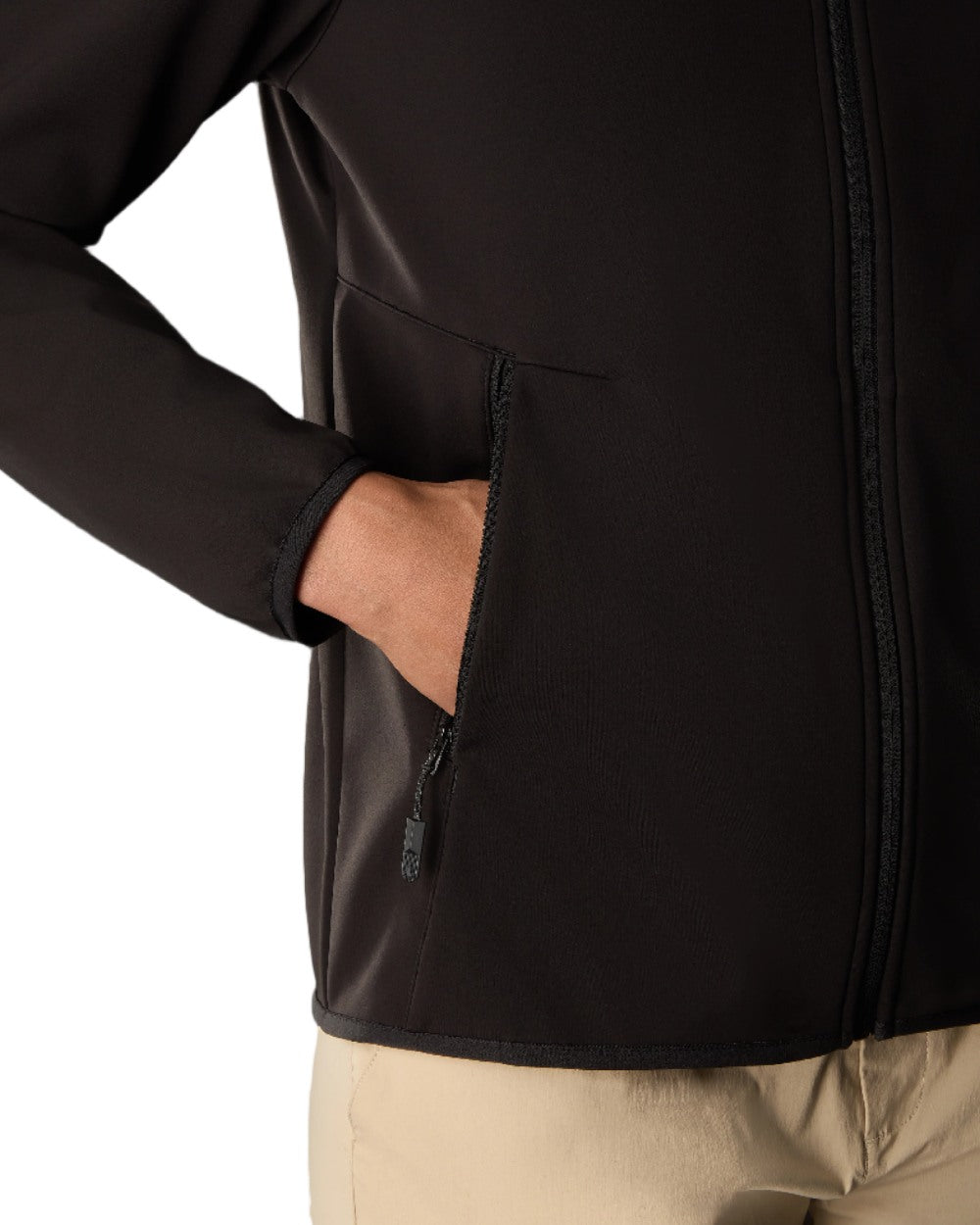 Black Coloured Musto Womens Evo Crew Softshell Jacket on White Background