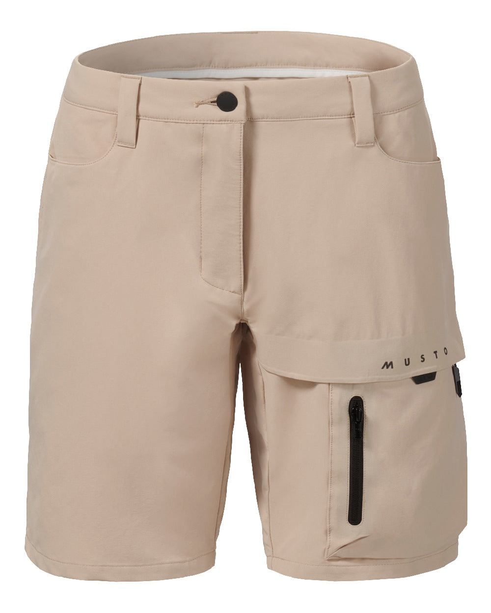 Light Stone Coloured Musto Womens Evo Deck Stretch Shorts on White Background