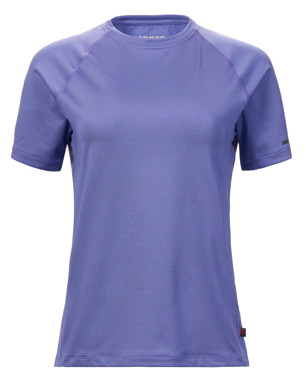 Crosican Blue Coloured Musto Womens Evolution Sunblock Short Sleeve T-Shirt On A White Background
