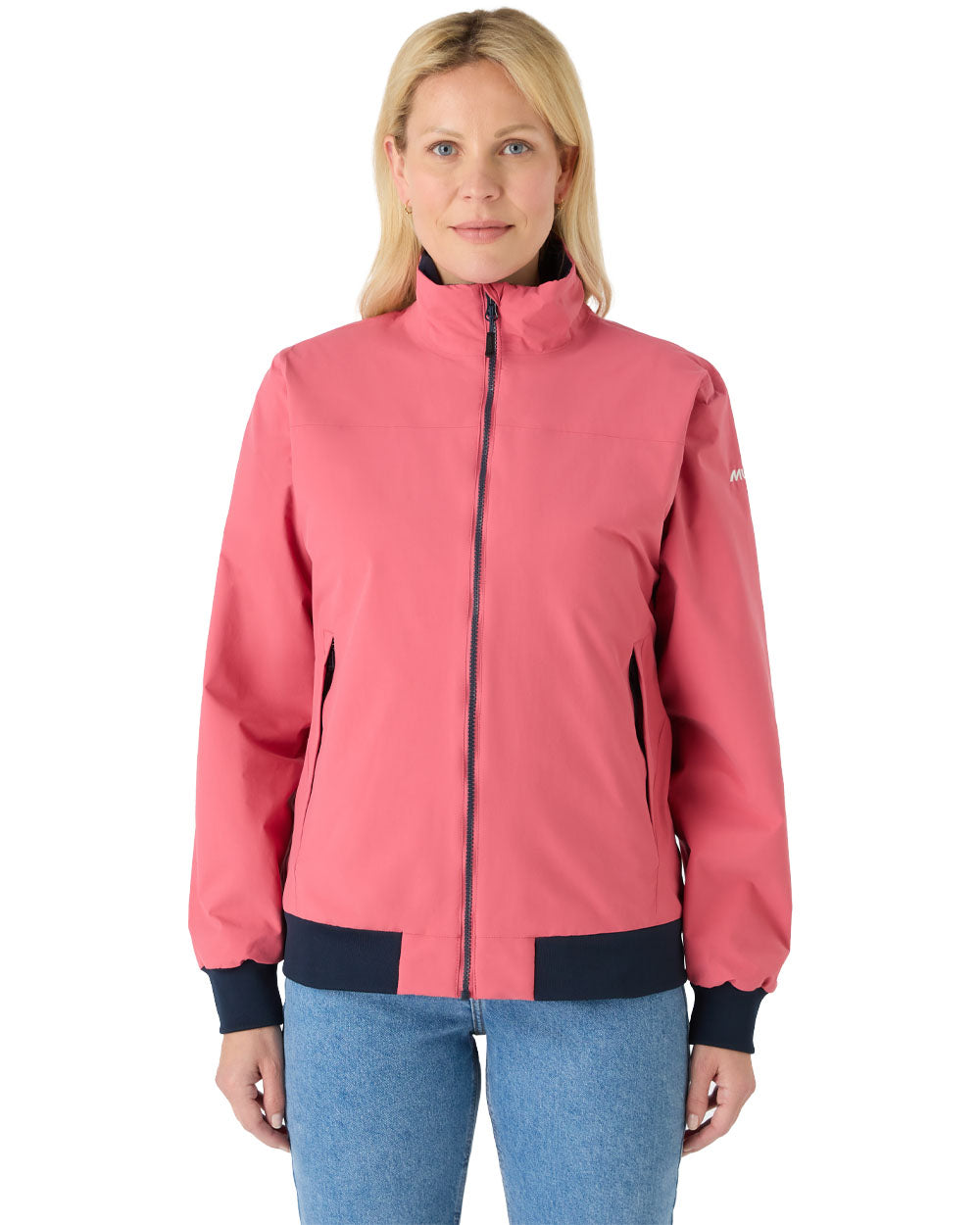 Sweet Raspberry coloured Musto Womens Snug Blouson Jacket on White background