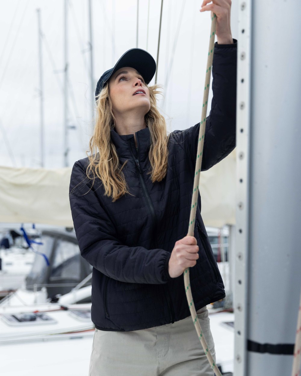 Carbon Coloured Musto Womens Solent Primaloft Insulator on Blurry Background