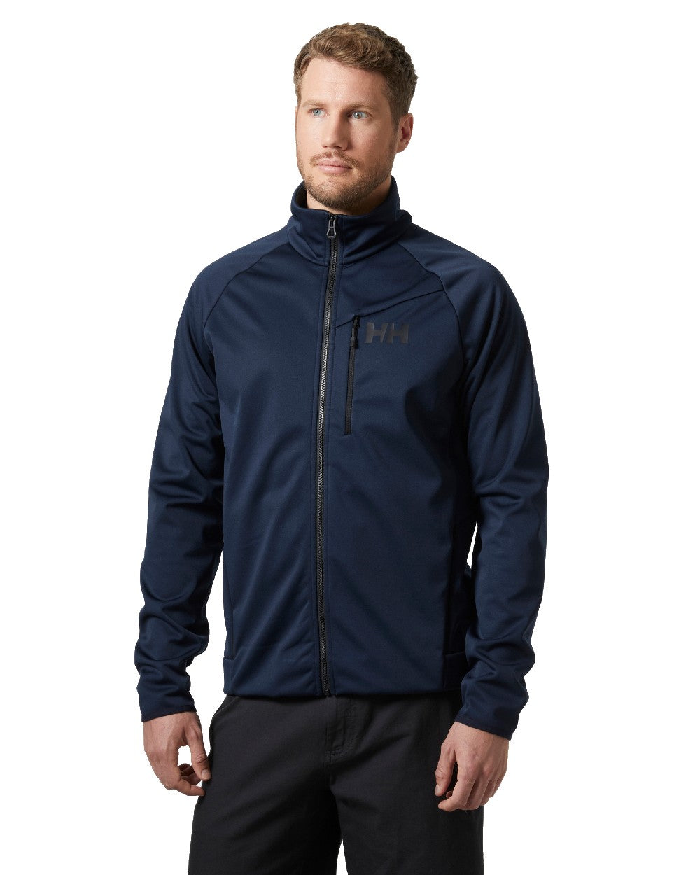 Navy coloured Helly Hansen Mens HP Windproof Fleece 2.0 on white background