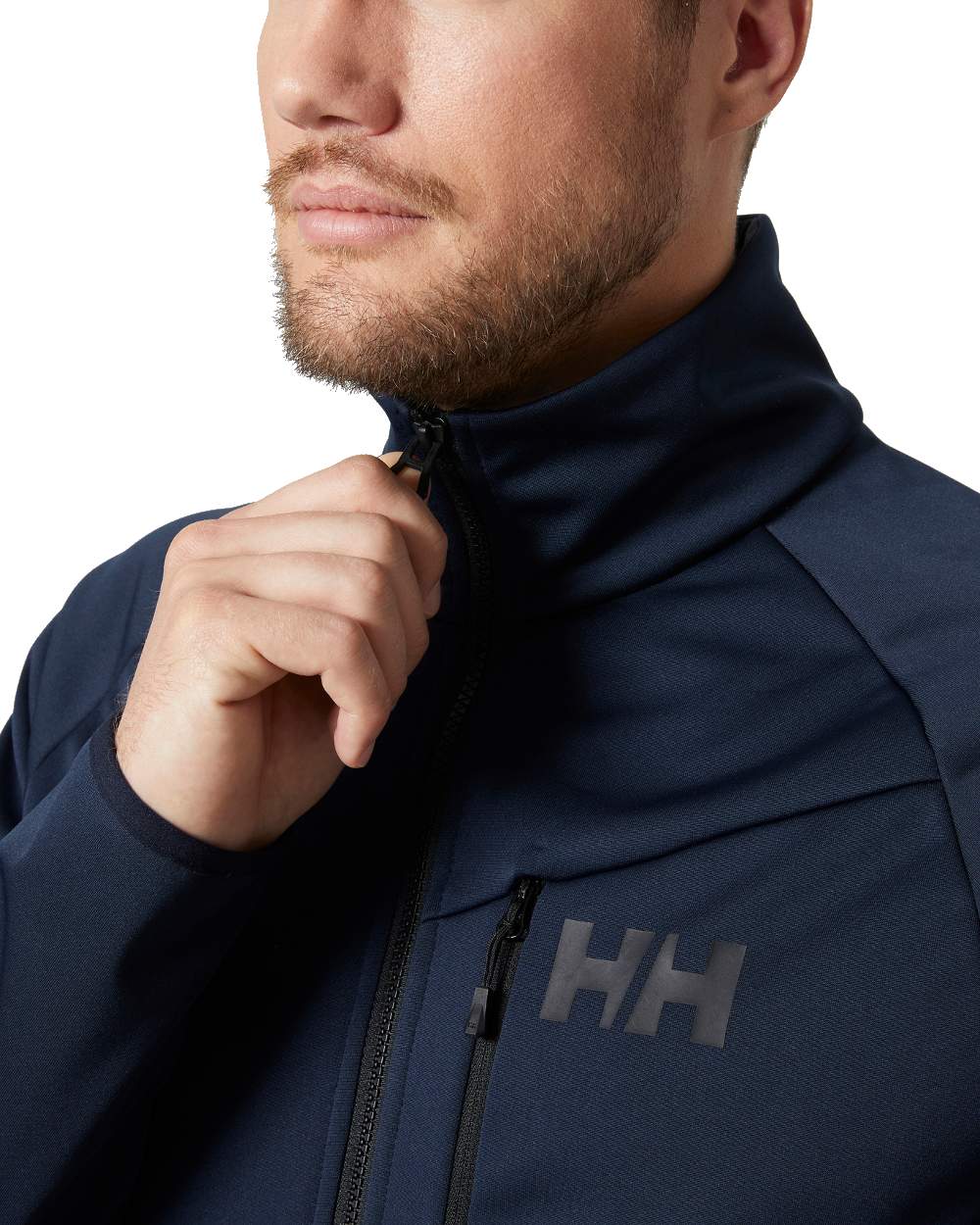 Navy coloured Helly Hansen Mens HP Windproof Fleece 2.0 on white background