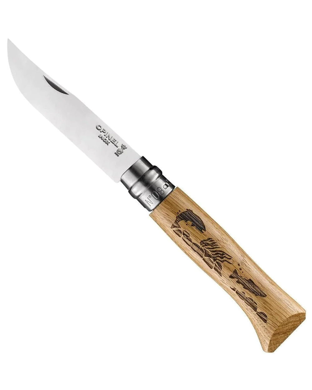 Fish Coloured Opinel No.8 Animalia Knife On A White Background