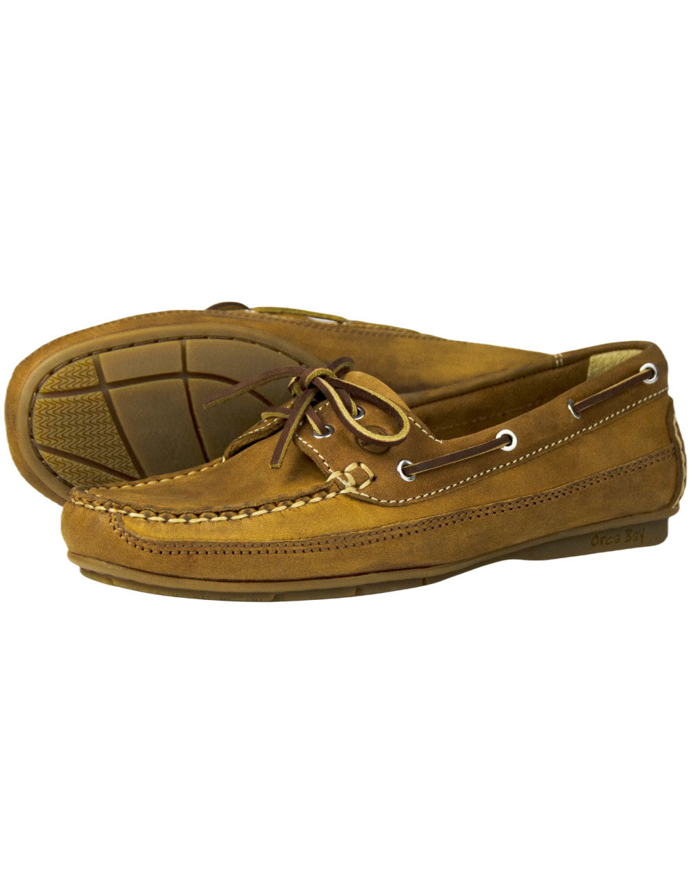 Sand Coloured Orca Bay Bahamas Womens Deck Shoes On A White Background