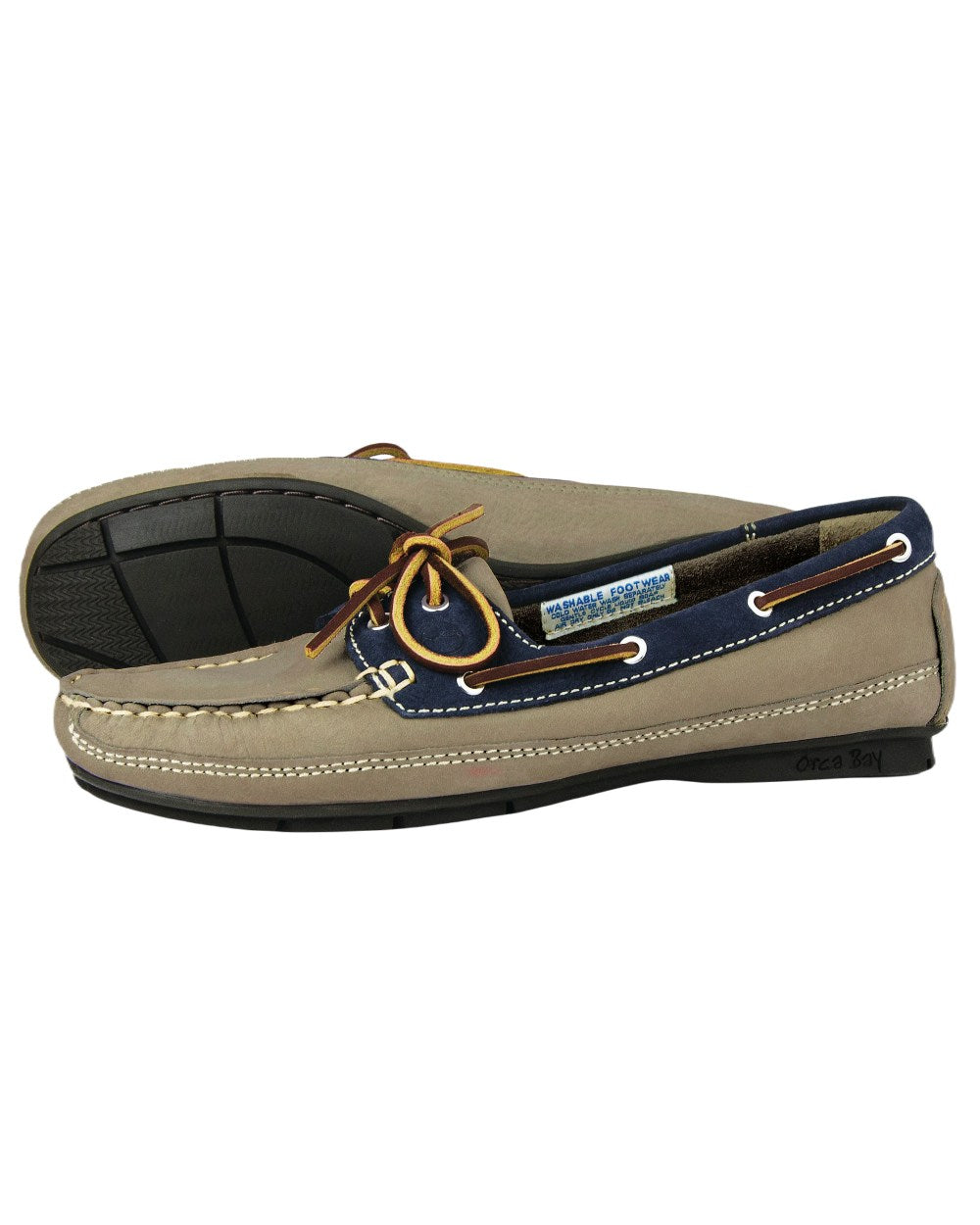 Taupe Coloured Orca Bay Bahamas Womens Deck Shoes On A White Background