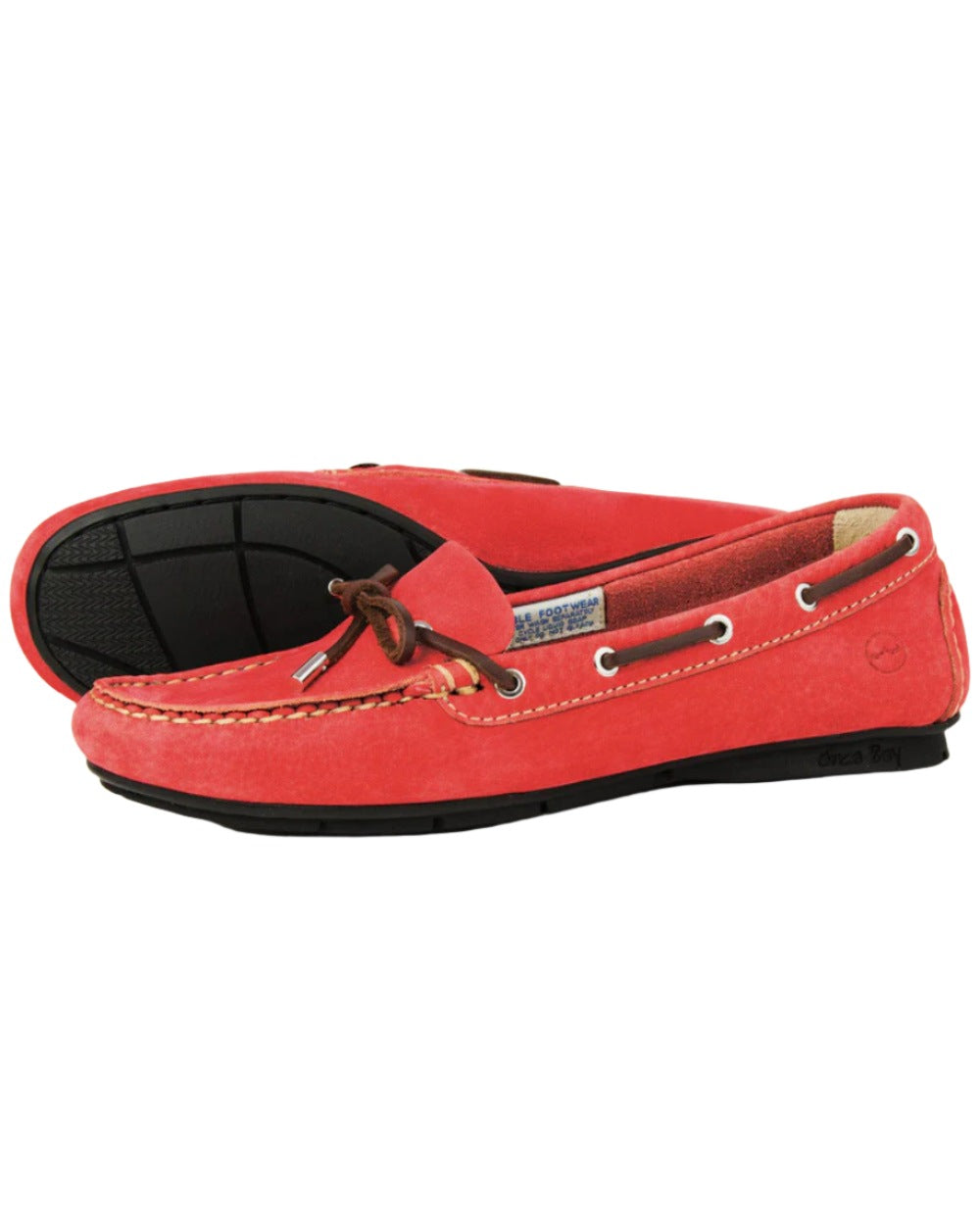 Fire Red Coloured Orca Bay Ballena Womens Loafers On A White Background