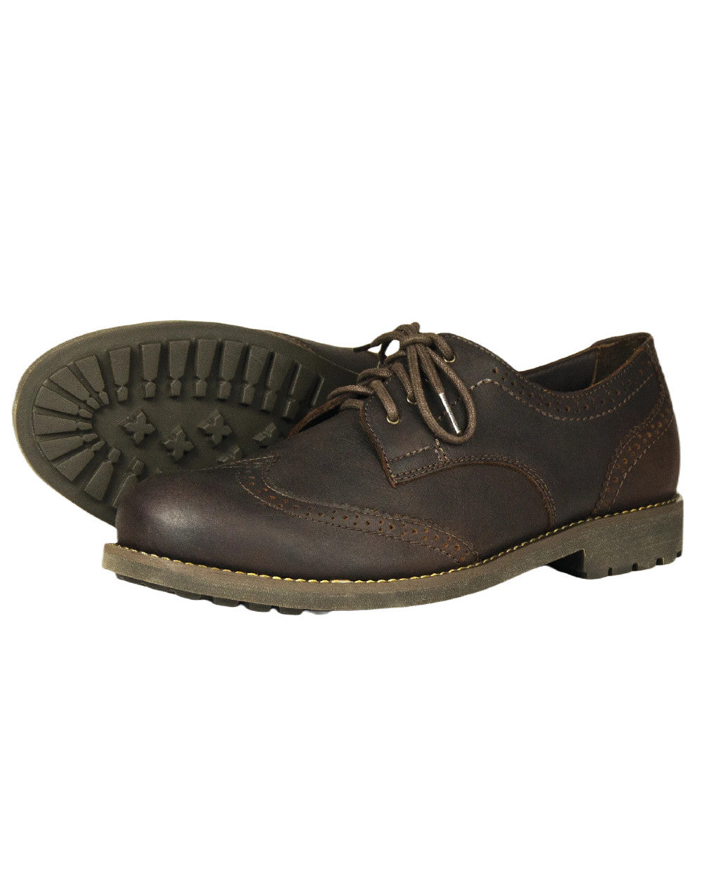 Dark Brown Coloured Orca Bay Country Brogue Shoes On A White Background
