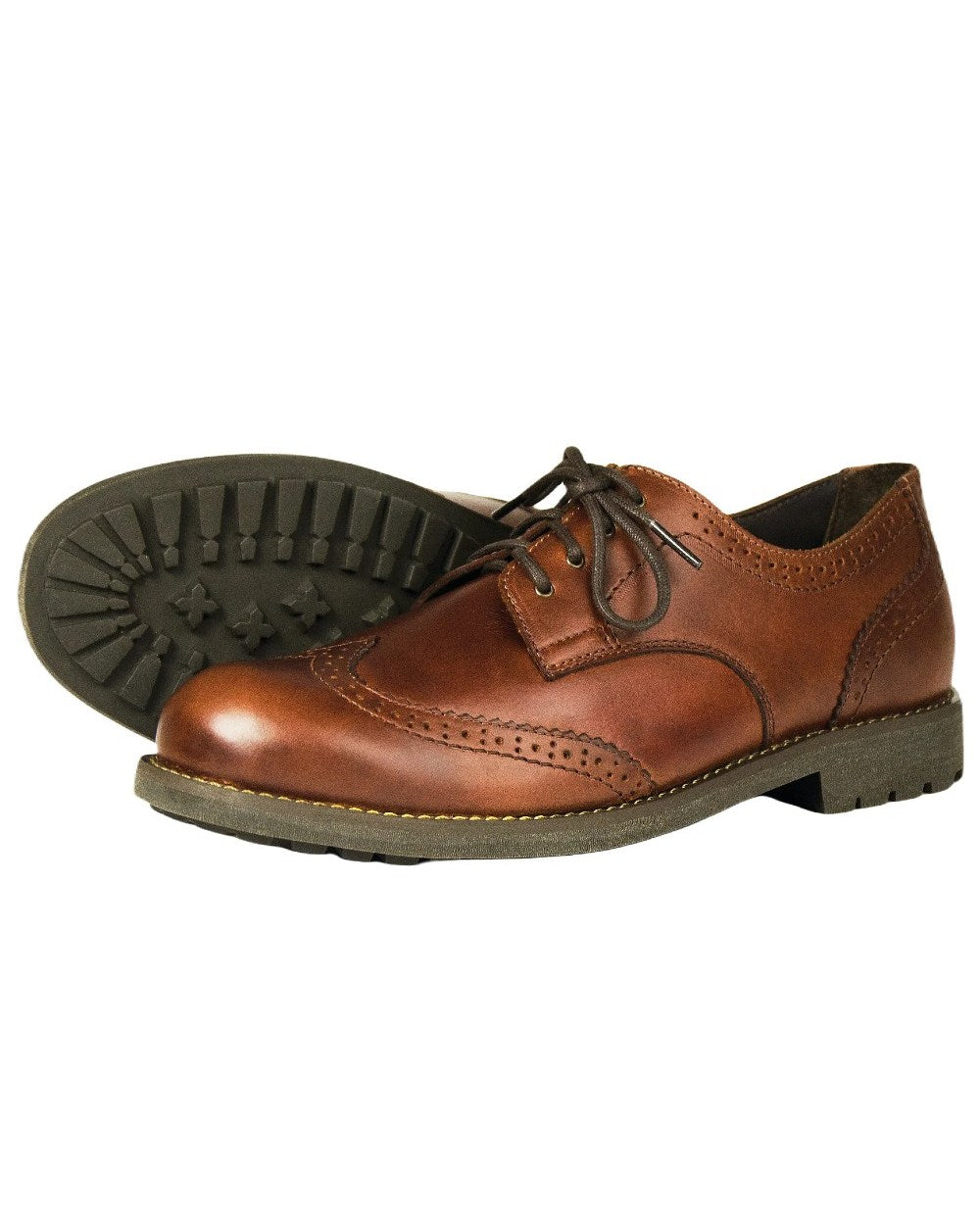 Elk Coloured Orca Bay Country Brogue Shoes On A White Background