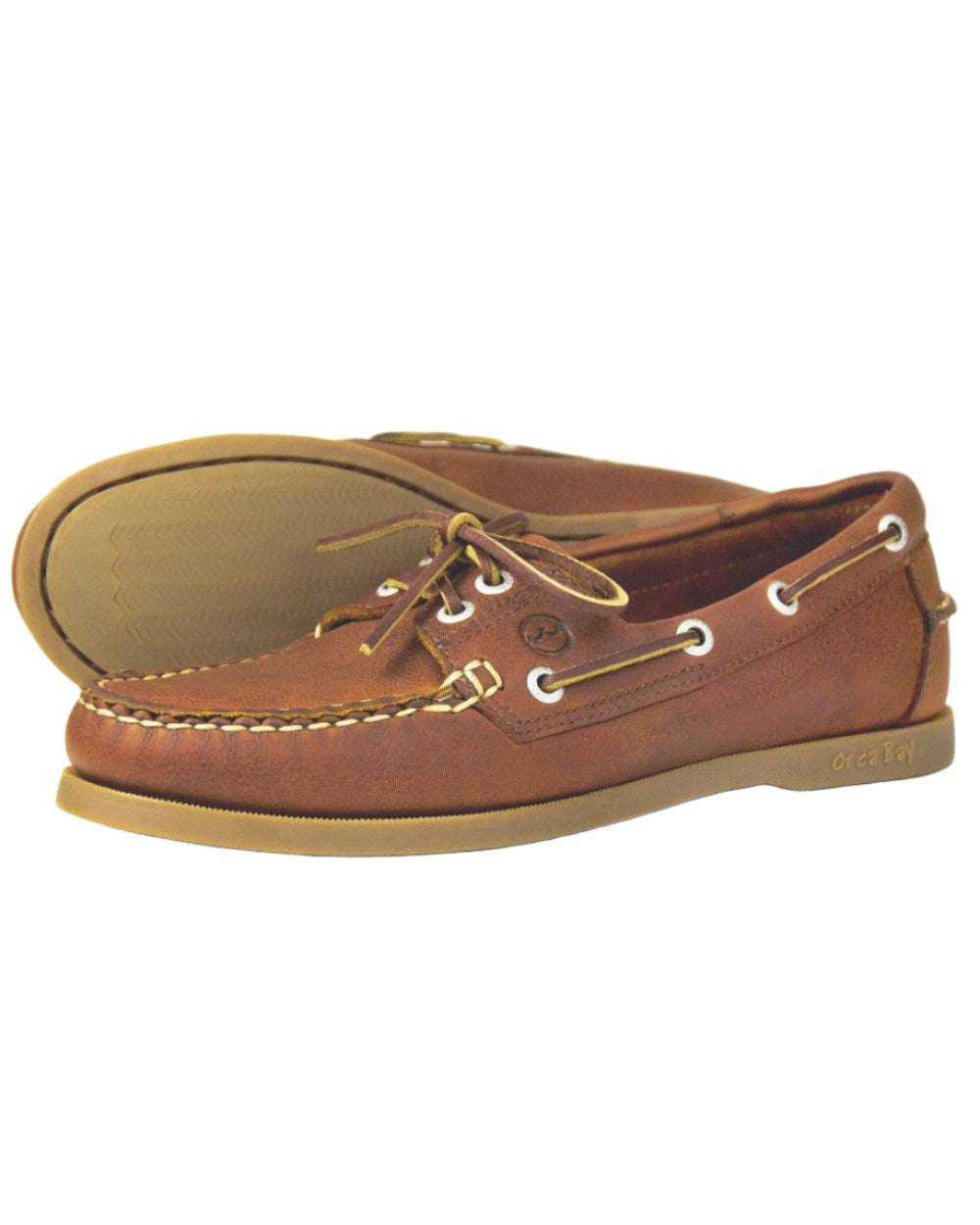 Havana Coloured Orca Bay Creek Mens Deck Shoes On A White Background
