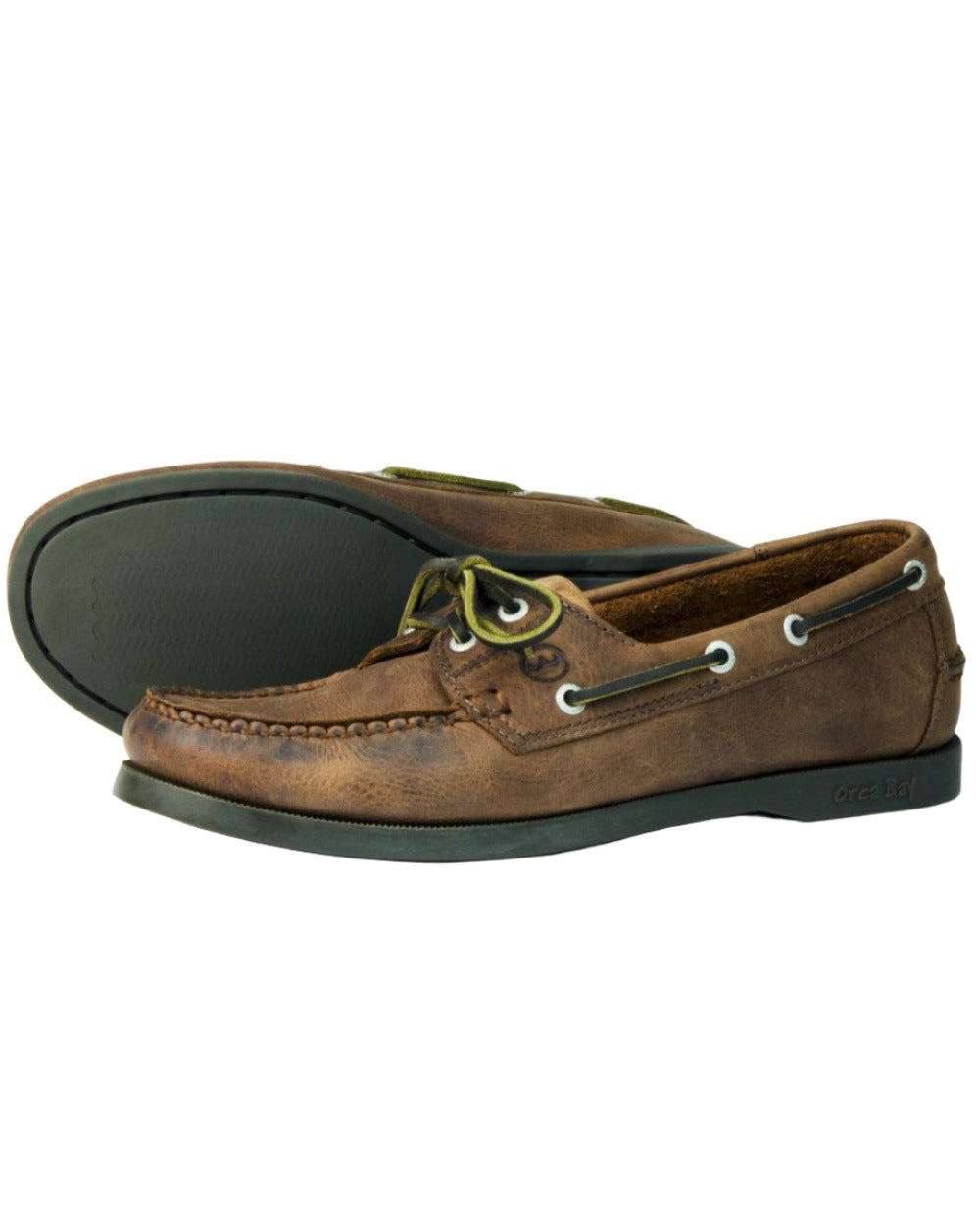 Russet Coloured Orca Bay Creek Mens Deck Shoes On A White Background