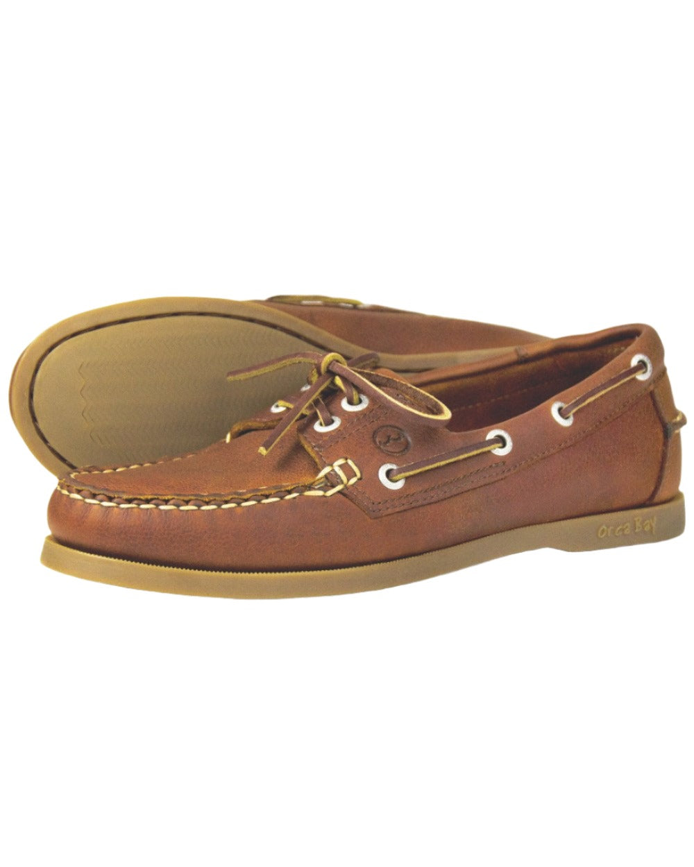 Havana Coloured Orca Bay Creek Womens Deck Shoes On A White Background