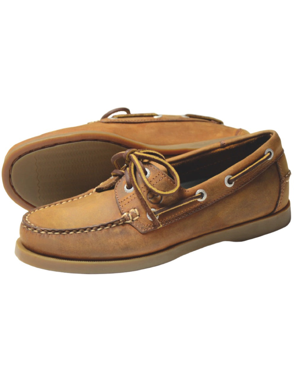 Sand Coloured Orca Bay Creek Womens Deck Shoes On A White Background