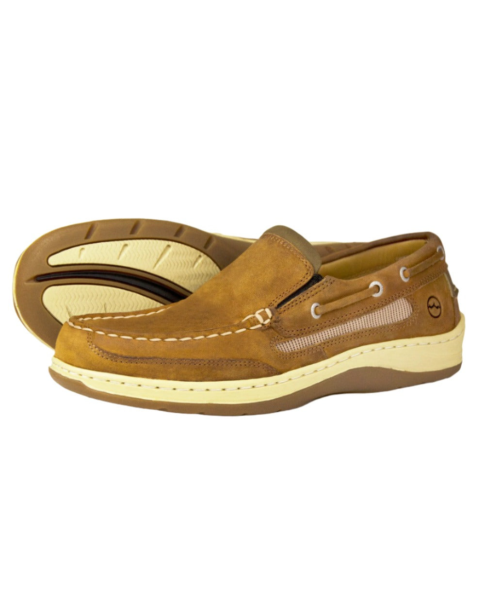 Sand Coloured Orca Bay Mens Largs Loafers On A White Background