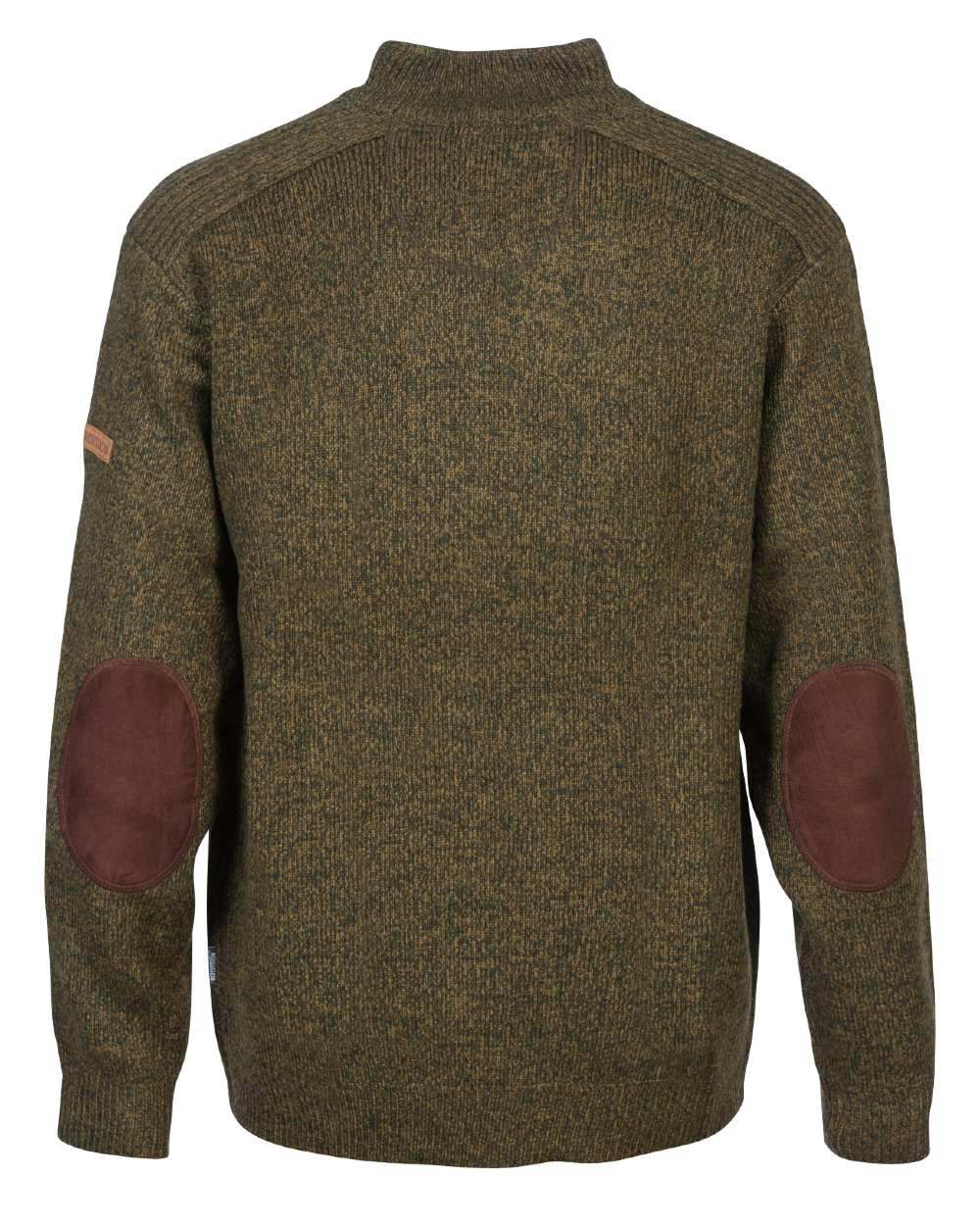 Khaki coloured Percussion Zip Neck Hunting Pullover on white background