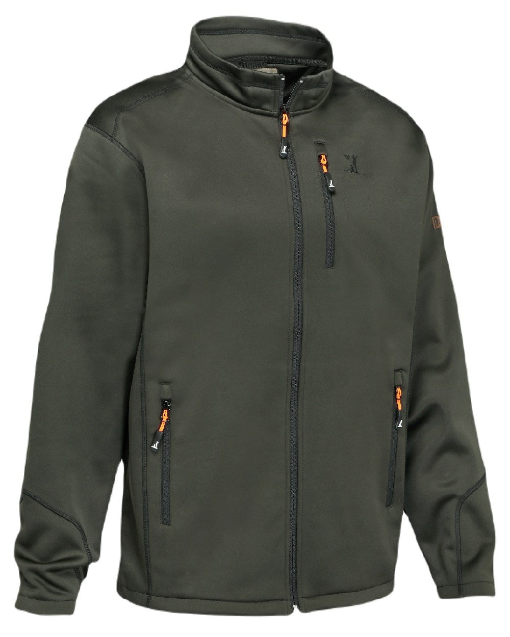 Khaki Coloured Percussion Zipped Sweatshirt On A White Background