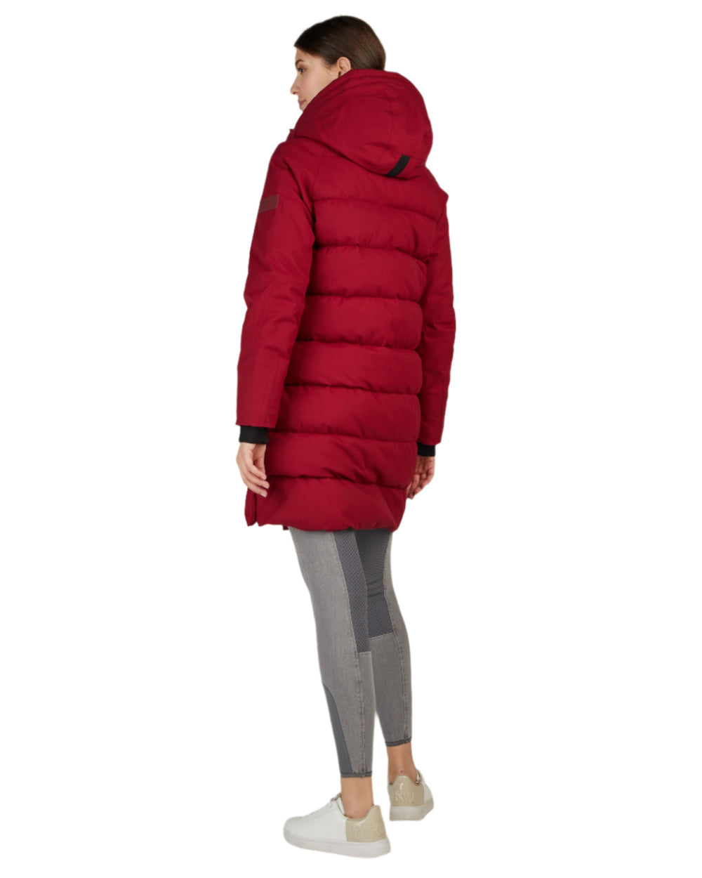 Rumba Red Coloured Pikeur Quilted Raincoat On A White Background