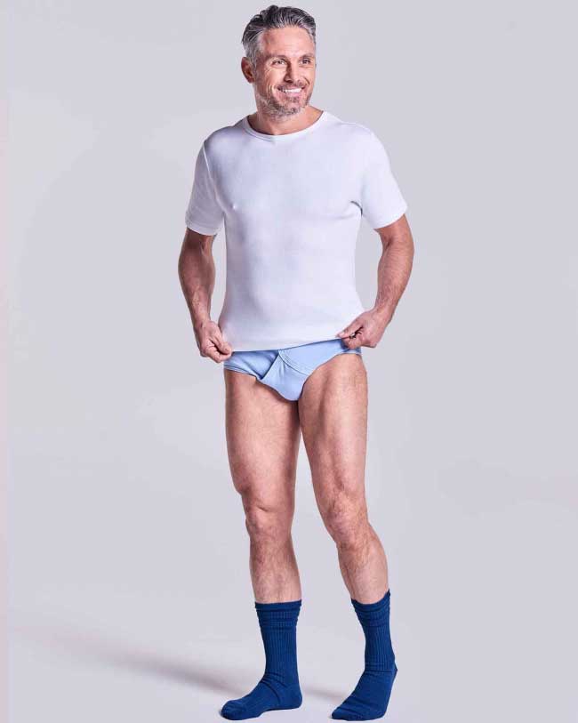 HJ Hall 3 Pack Pure Cotton Fly-Front Briefs in Light Blue