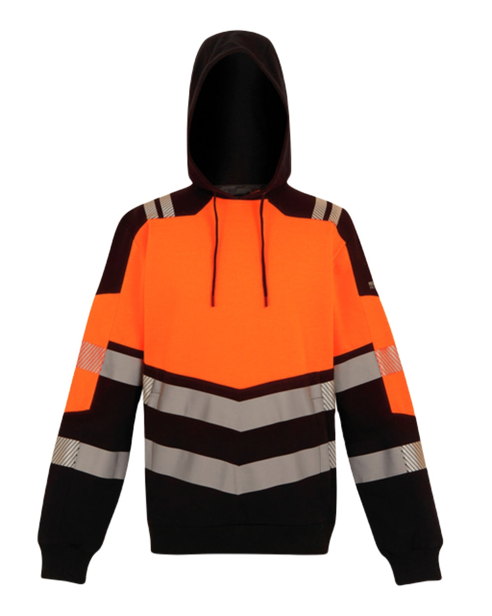 Black Orange Coloured Regatta Mens Hi-Vis X-Pro Hoodie Class 2 on White Background