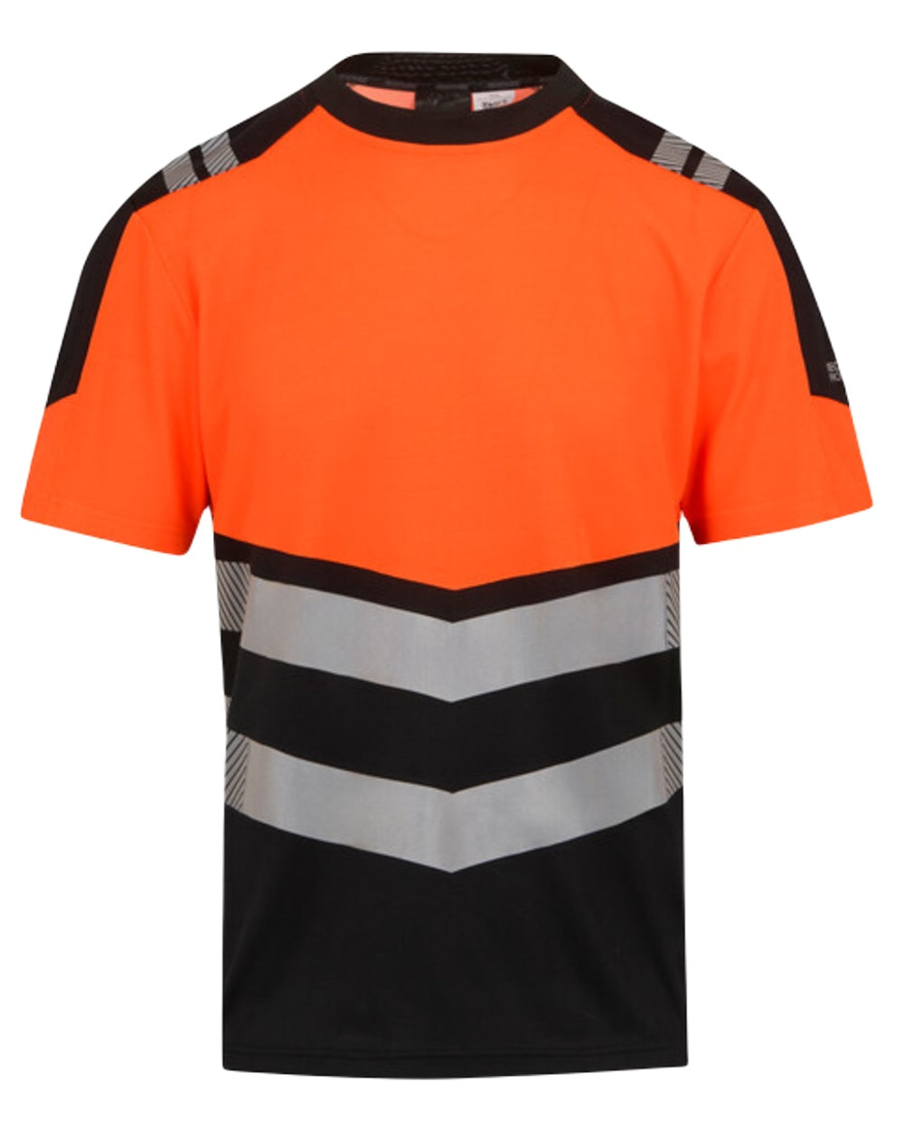 Black Orange Coloured Regatta Mens Hi-Vis X-Pro T-Shirt Class 1 on White Background
