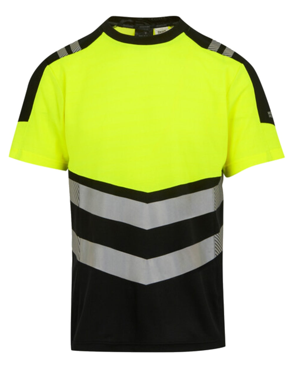 Black Yellow Coloured Regatta Mens Hi-Vis X-Pro T-Shirt Class 1 on White Background