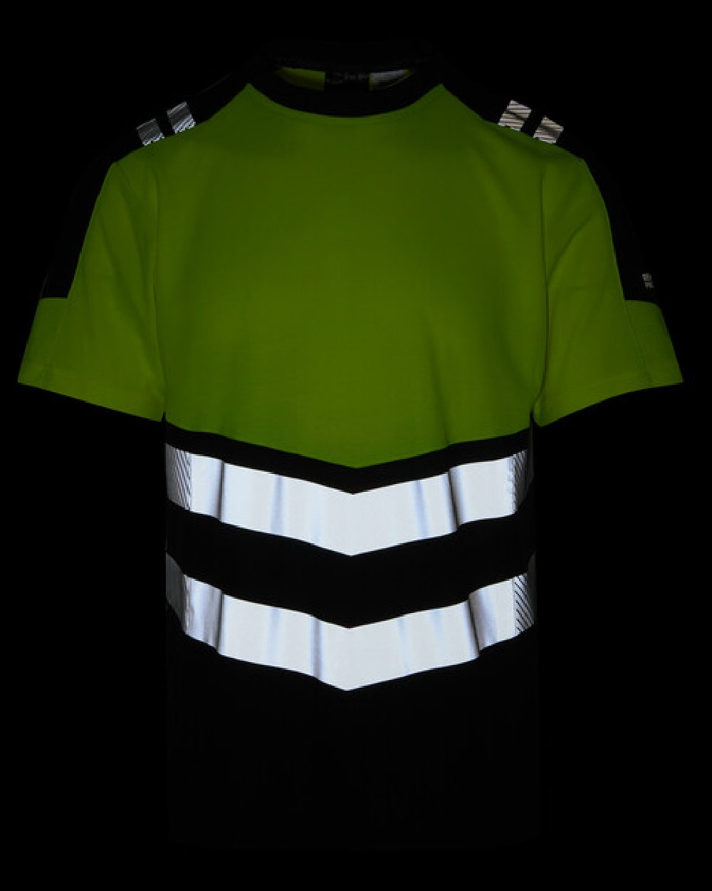 Black Yellow Coloured Regatta Mens Hi-Vis X-Pro T-Shirt Class 1 on Black Background