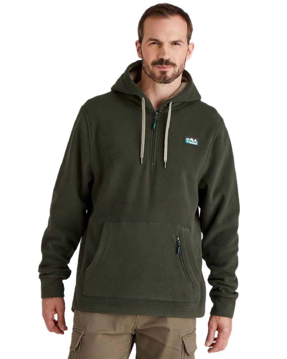 Deep Forest Coloured Ridgeline Ballistic Hooded Fleece on white background