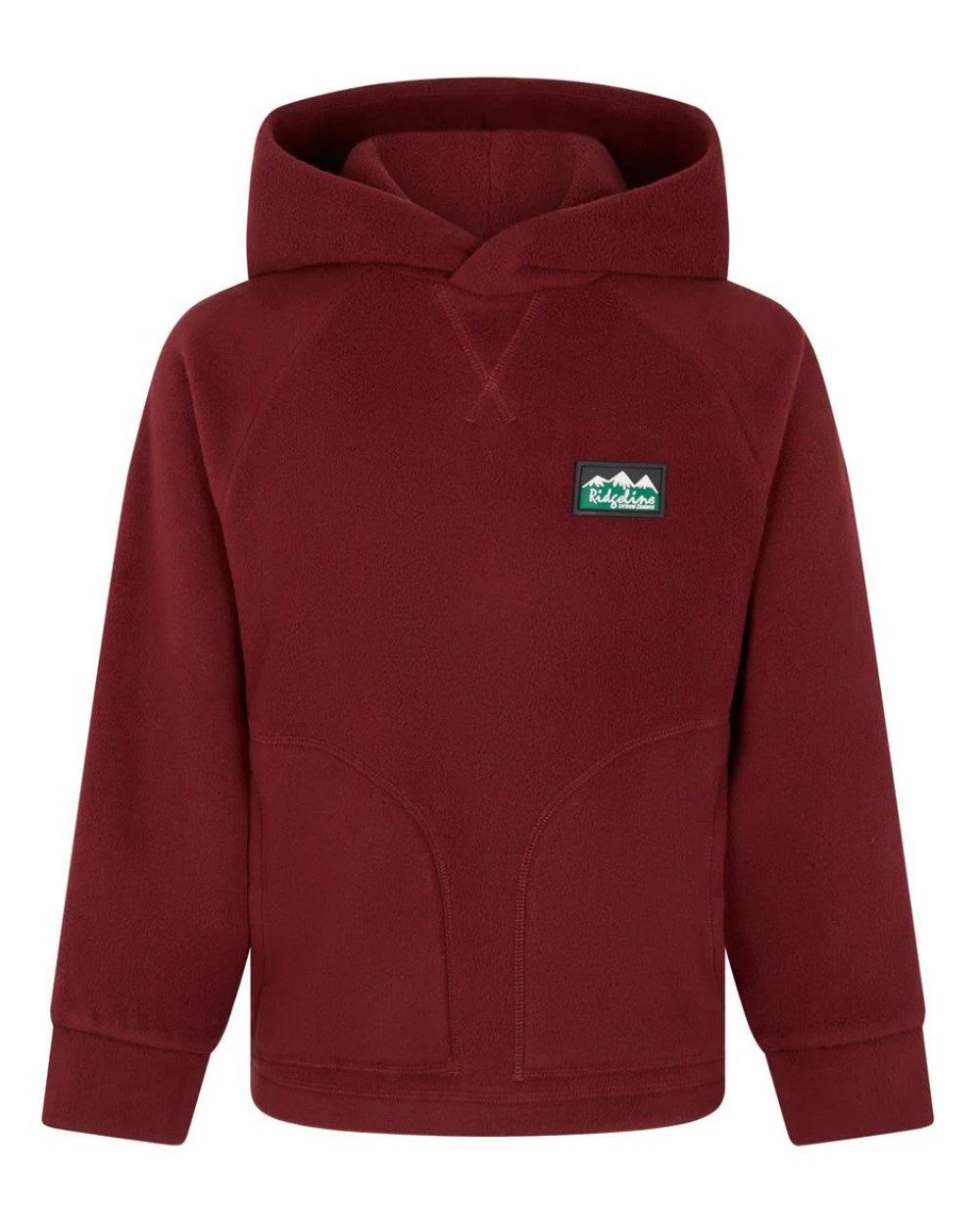 Winter Berry Coloured Ridgeline Childrens Northern Pines Fleece Hoodie On A White Background